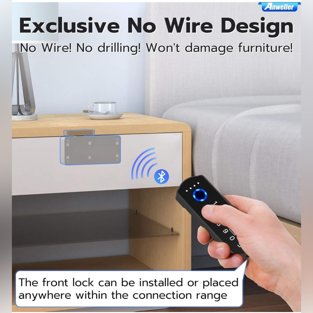 NEW - Anweller Smart Cabinet Lock | Baby Proof Fingerprint Bluetooth RFID - Picture 5 of 9